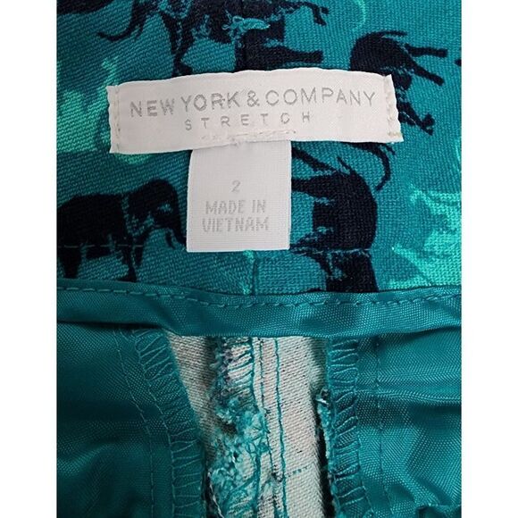 New York & Company Blue Patterned Ankle Pants - Picture 9 of 9